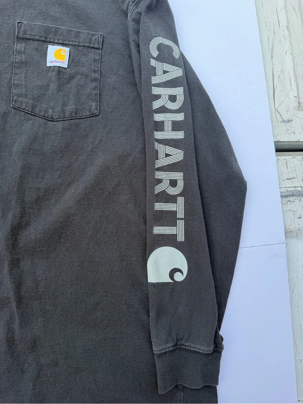 Carhartt Men’s Long-Sleeve Pocket Tee in Charcoal